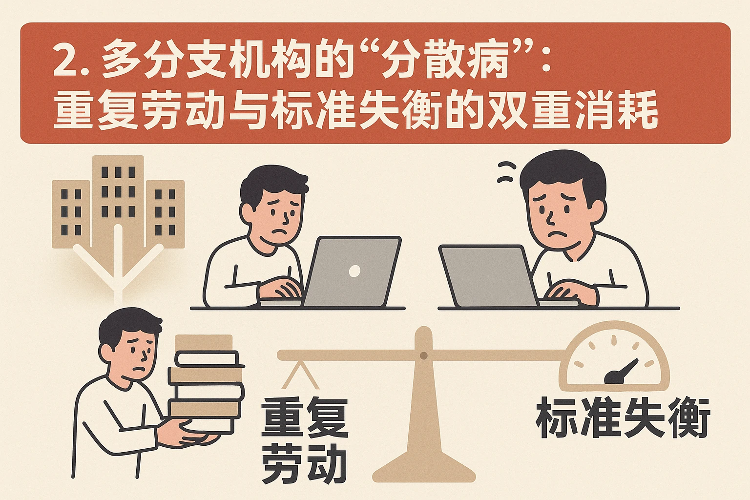 2. 多分支机构的“分散病”：重复劳动与标准失衡的双重消耗