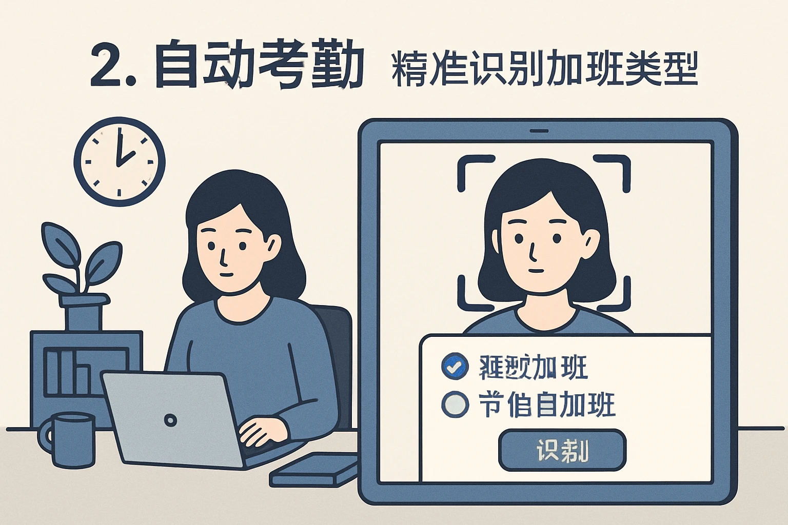 2. 自动考勤：精准识别加班类型