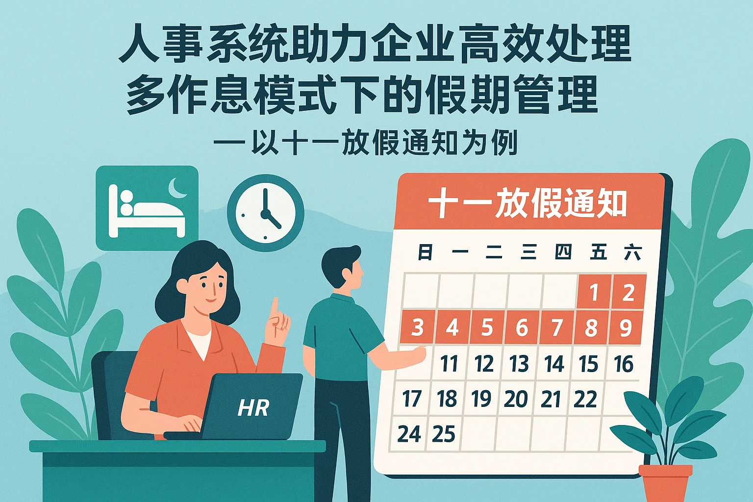 人事系统助力企业高效处理多作息模式下的假期管理——以十一放假通知为例