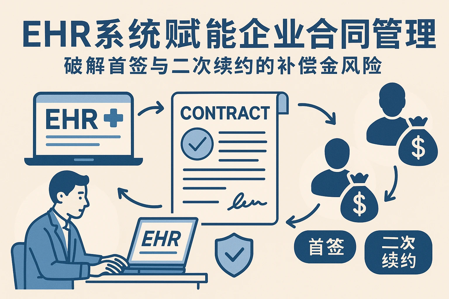 EHR系统赋能企业合同管理：破解首签与二次续约的补偿金风险