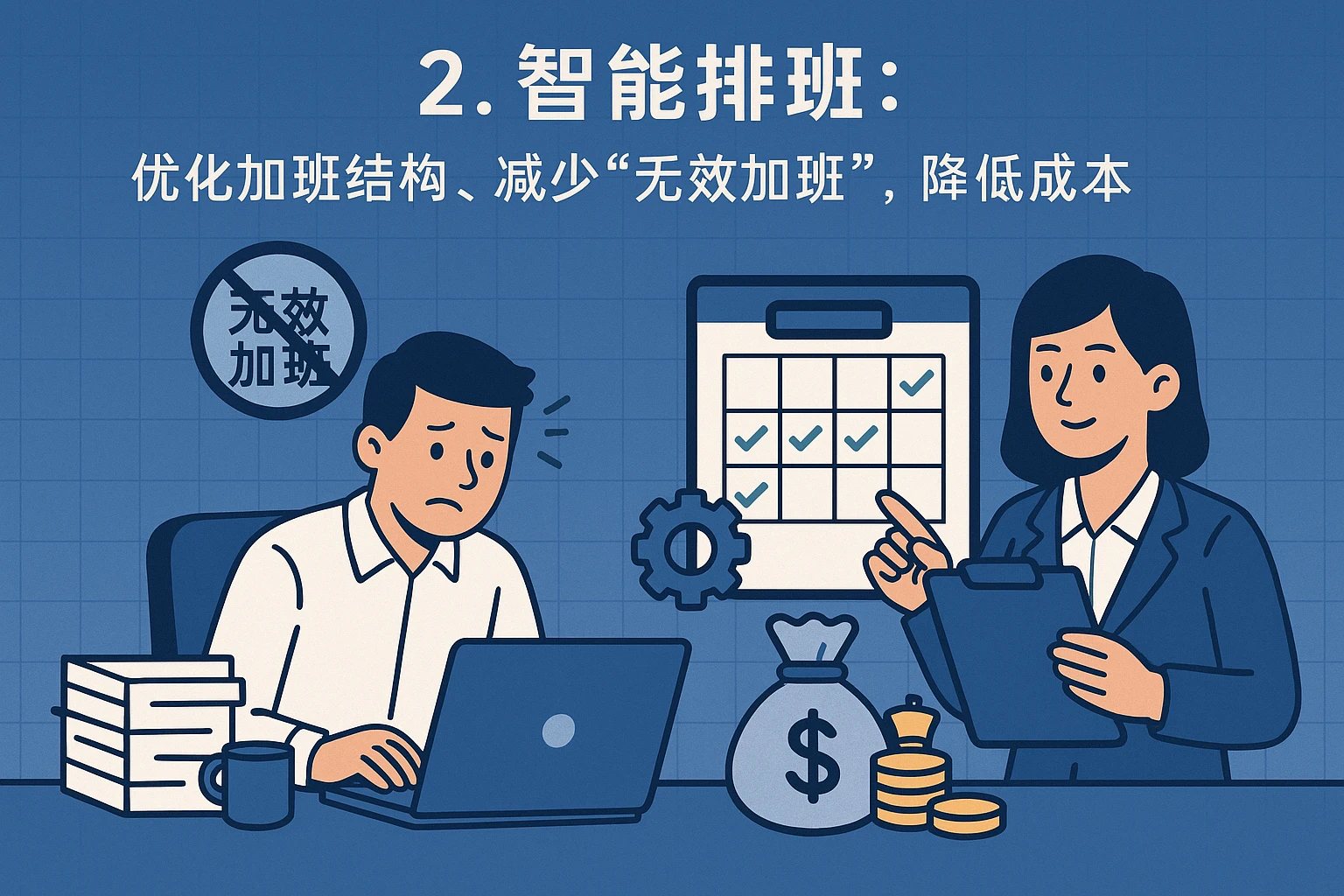 2. 智能排班：优化加班结构，减少“无效加班”，降低成本