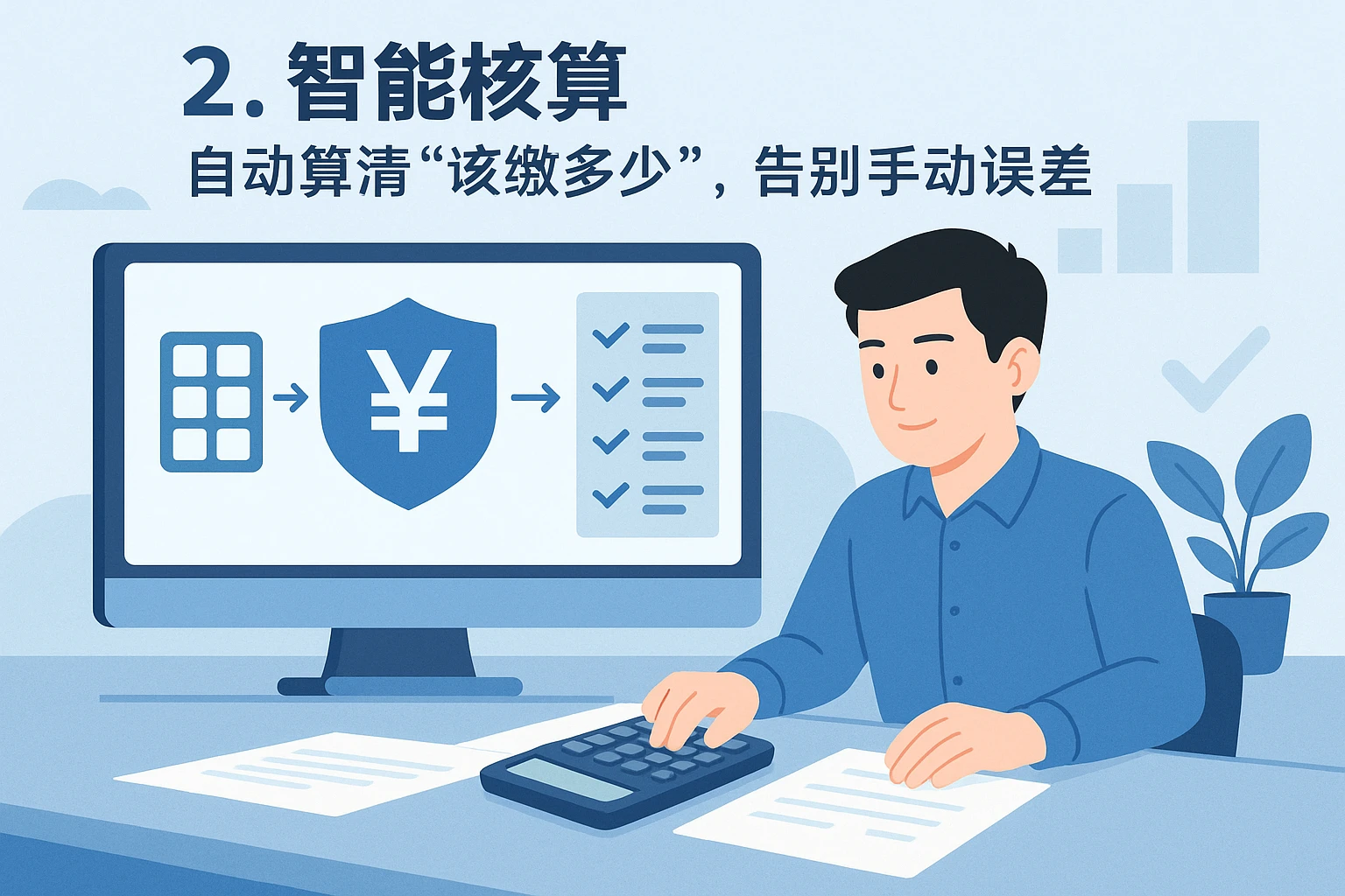 2. 智能核算：自动算清“该缴多少”，告别手动误差