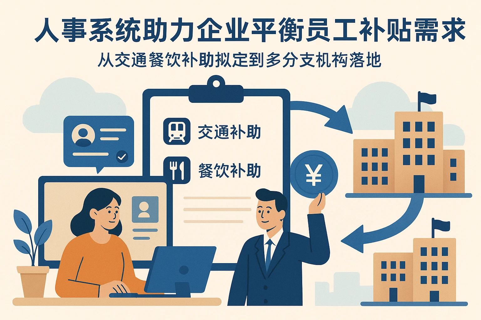 人事系统助力企业平衡员工补贴需求：从交通餐饮补助拟定到多分支机构落地
