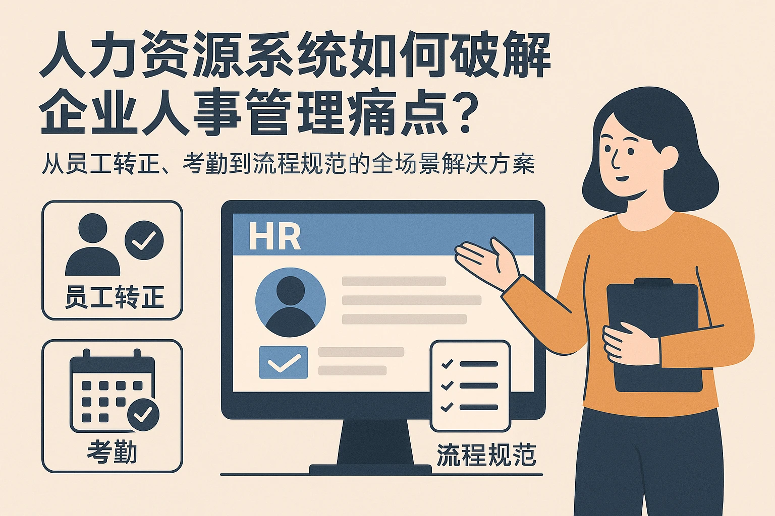 人力资源系统如何破解企业人事管理痛点？从员工转正、考勤到流程规范的全场景解决方案