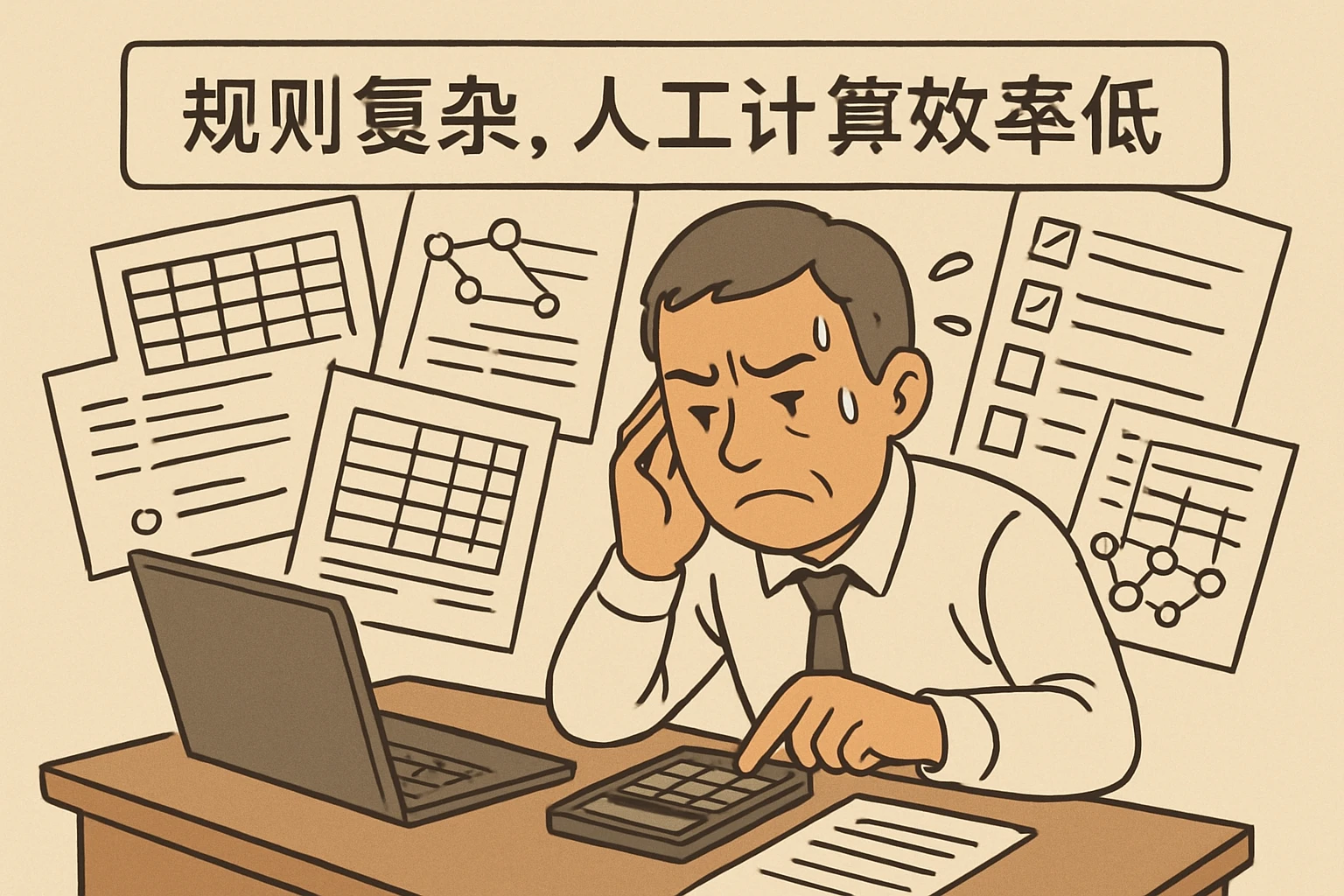 2. 规则复杂，人工计算效率低
