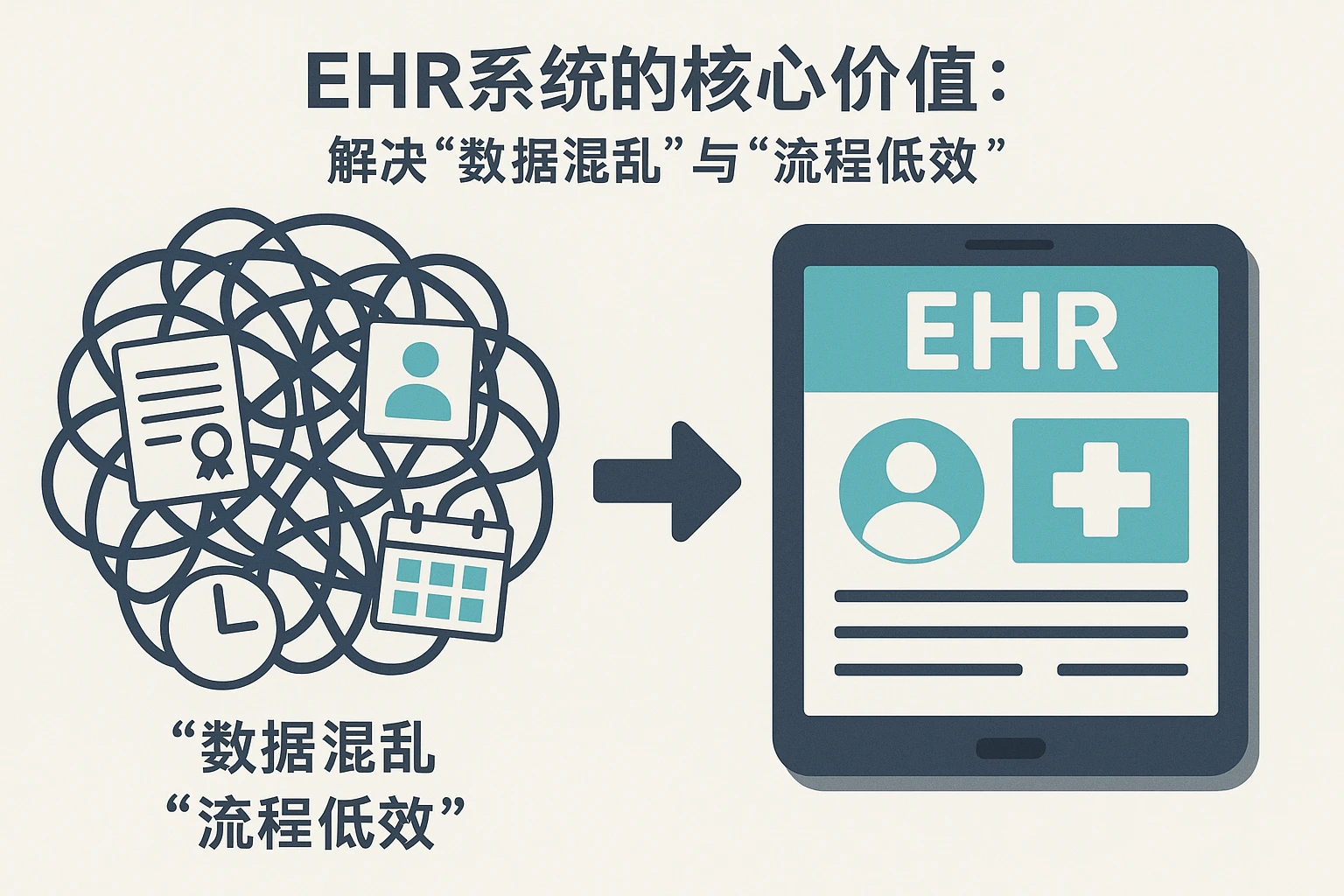 2. EHR系统的核心价值：解决“数据混乱”与“流程低效”