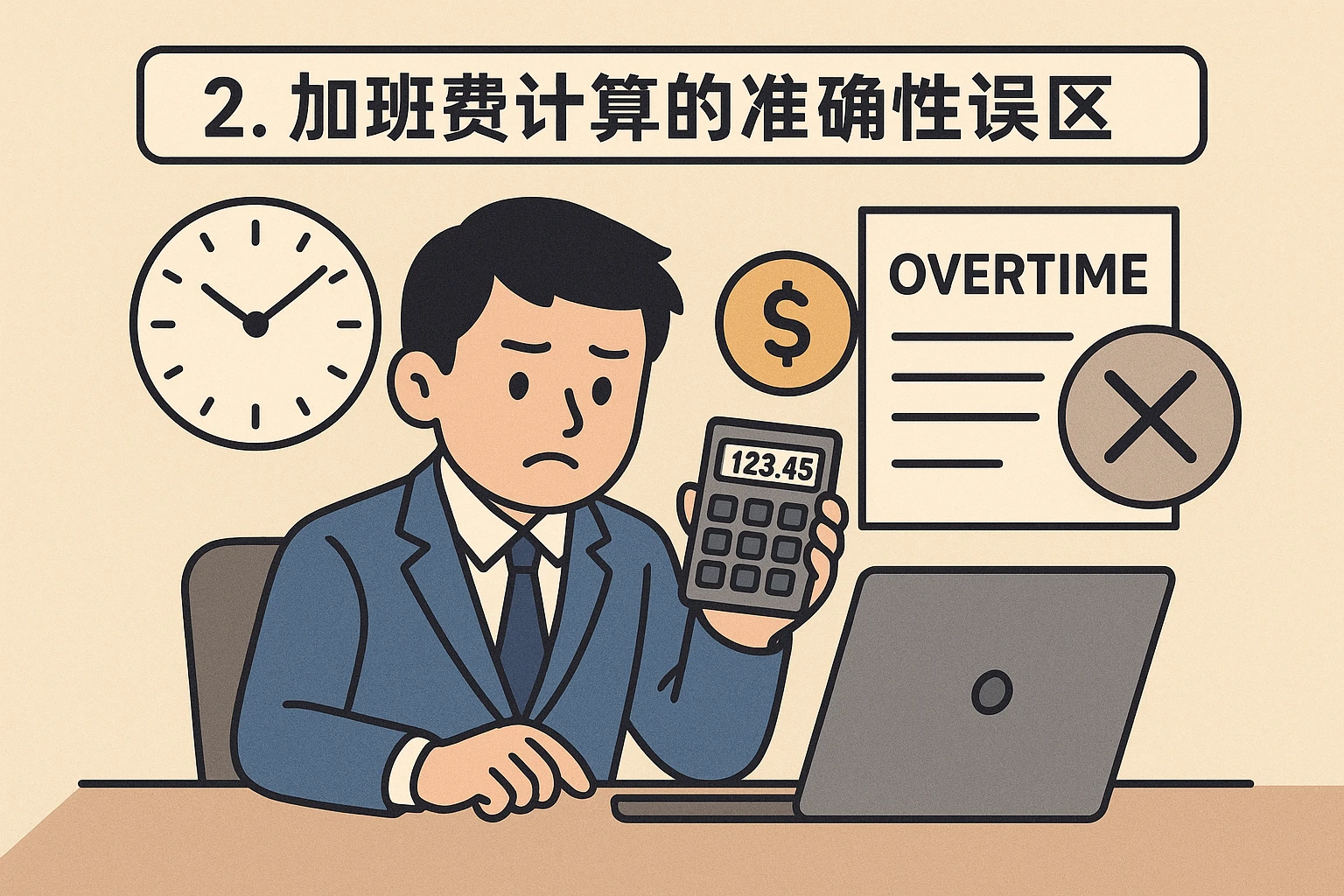 2. 加班费计算的准确性误区