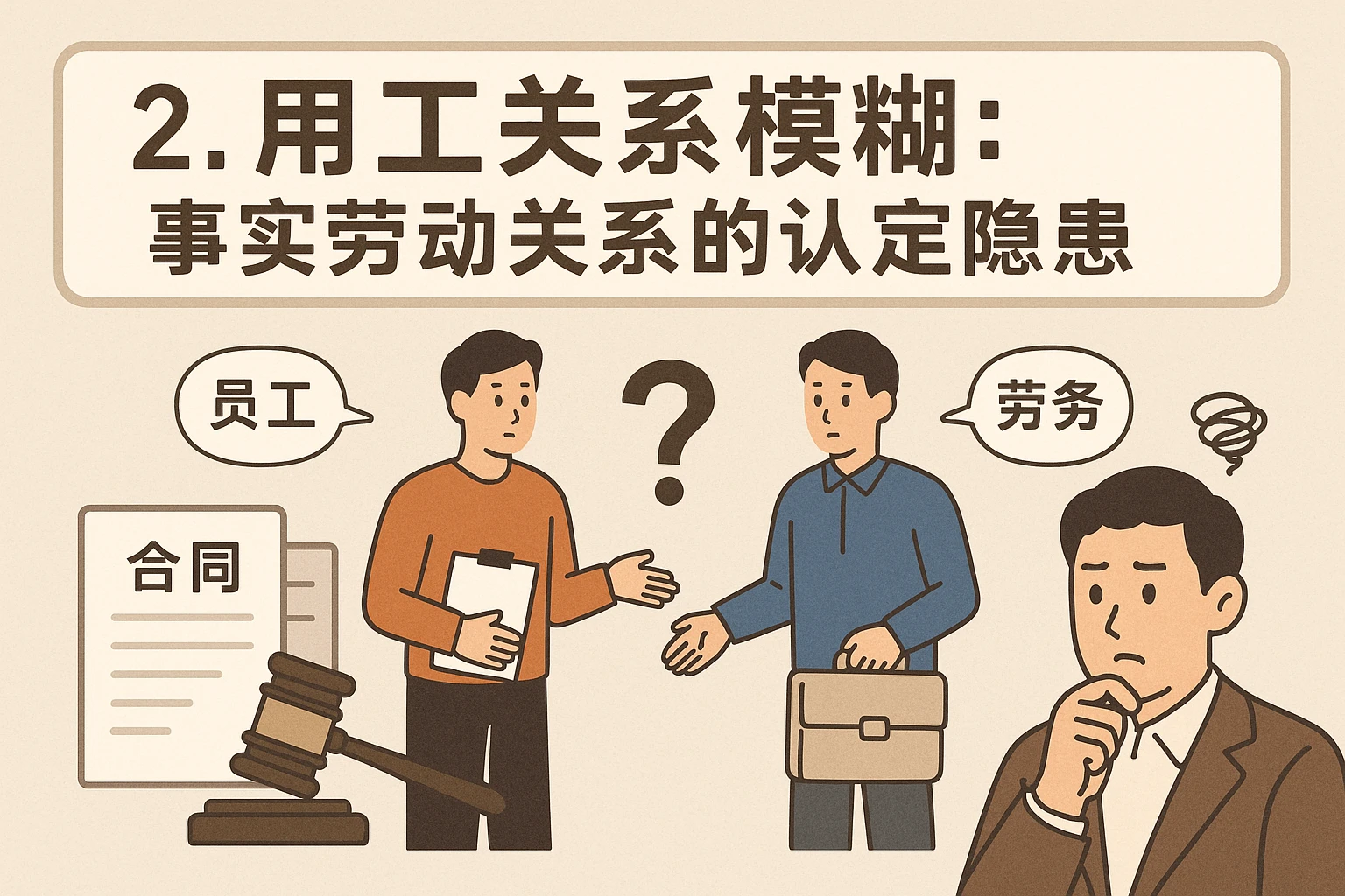 2. 用工关系模糊：事实劳动关系的认定隐患