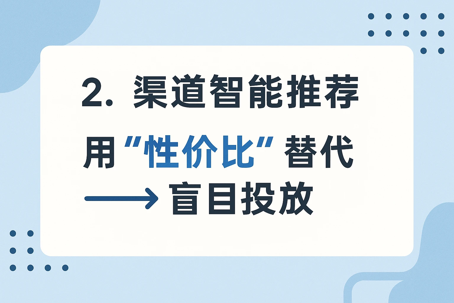 2. 渠道智能推荐：用“性价比”替代“盲目投放”