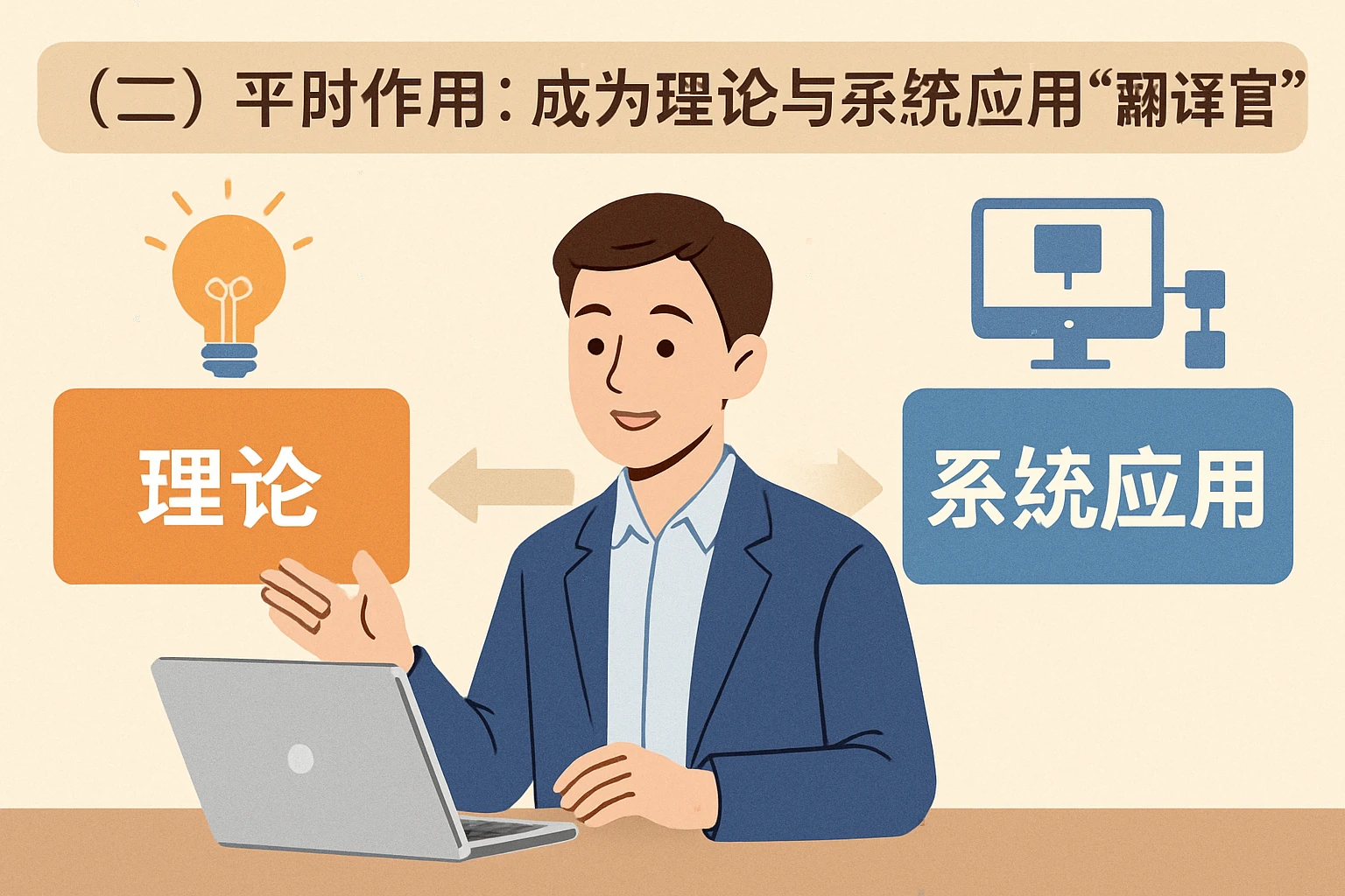 （二）平时作用：成为理论与系统应用的“翻译官”