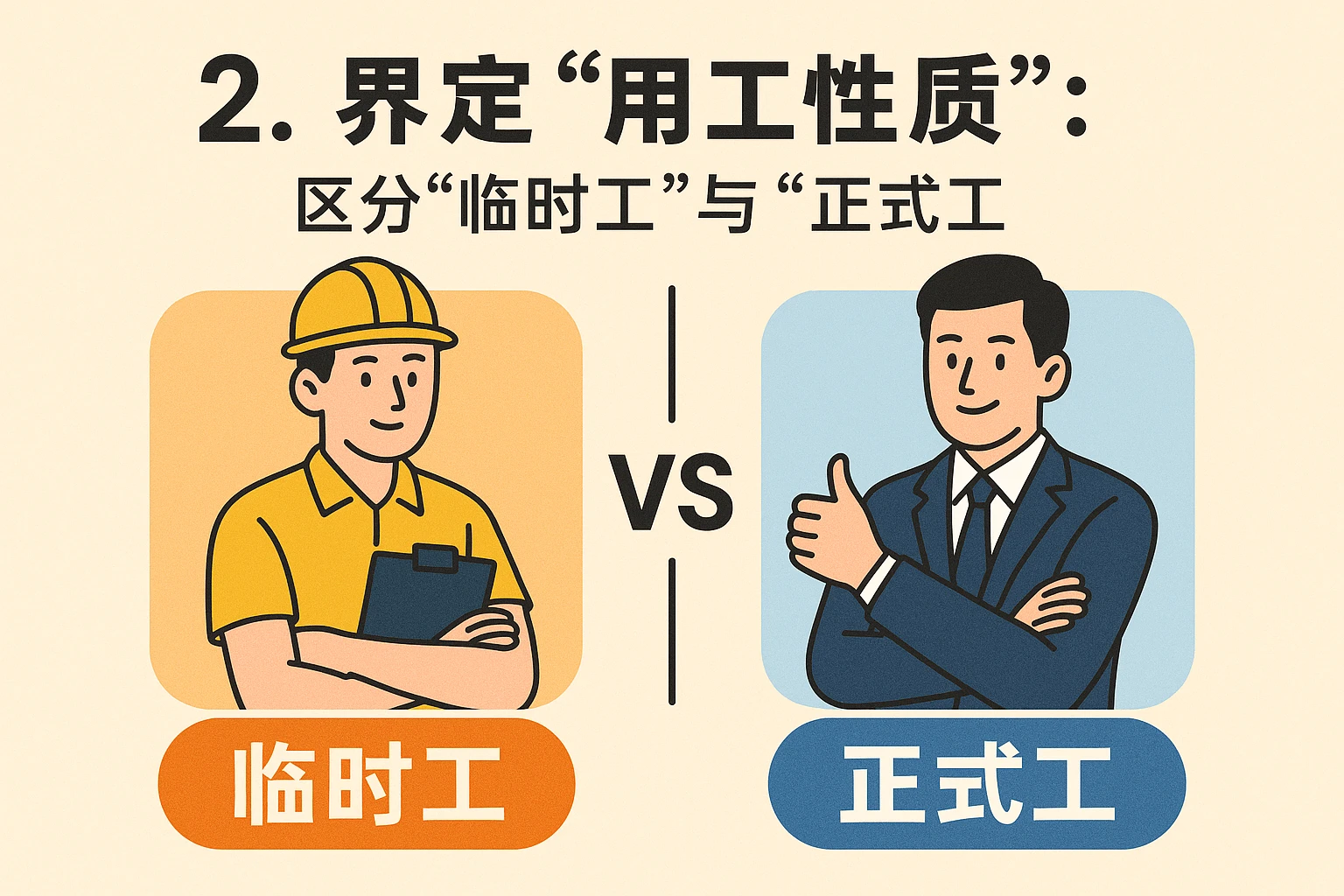 2. 界定“用工性质”：区分“临时工”与“正式工”