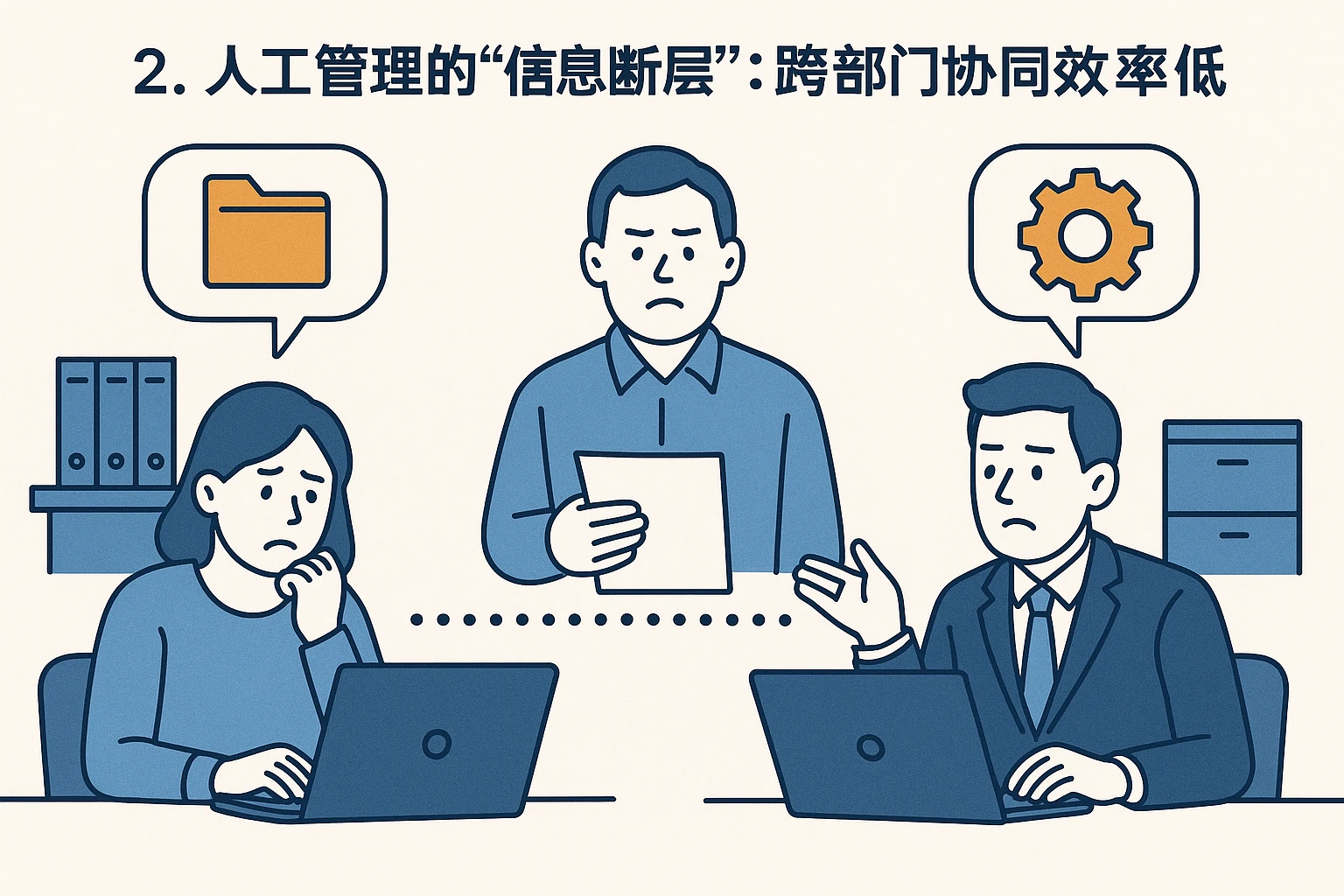 2. 人工管理的“信息断层”：跨部门协同效率低