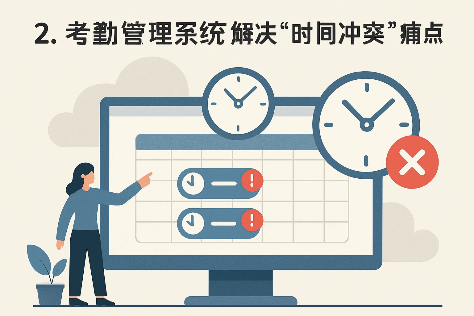 2. 考勤管理系统：解决