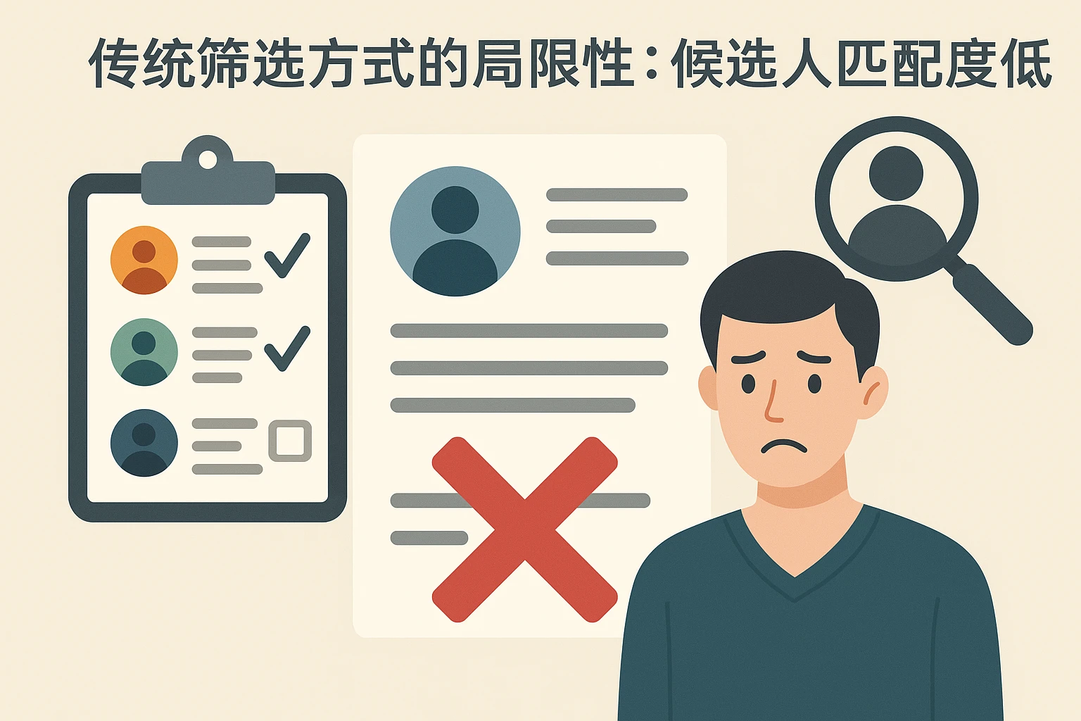 2. 传统筛选方式的局限性：候选人匹配度低
