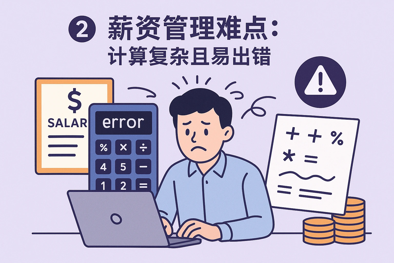 2. 薪资管理难点：计算复杂且易出错