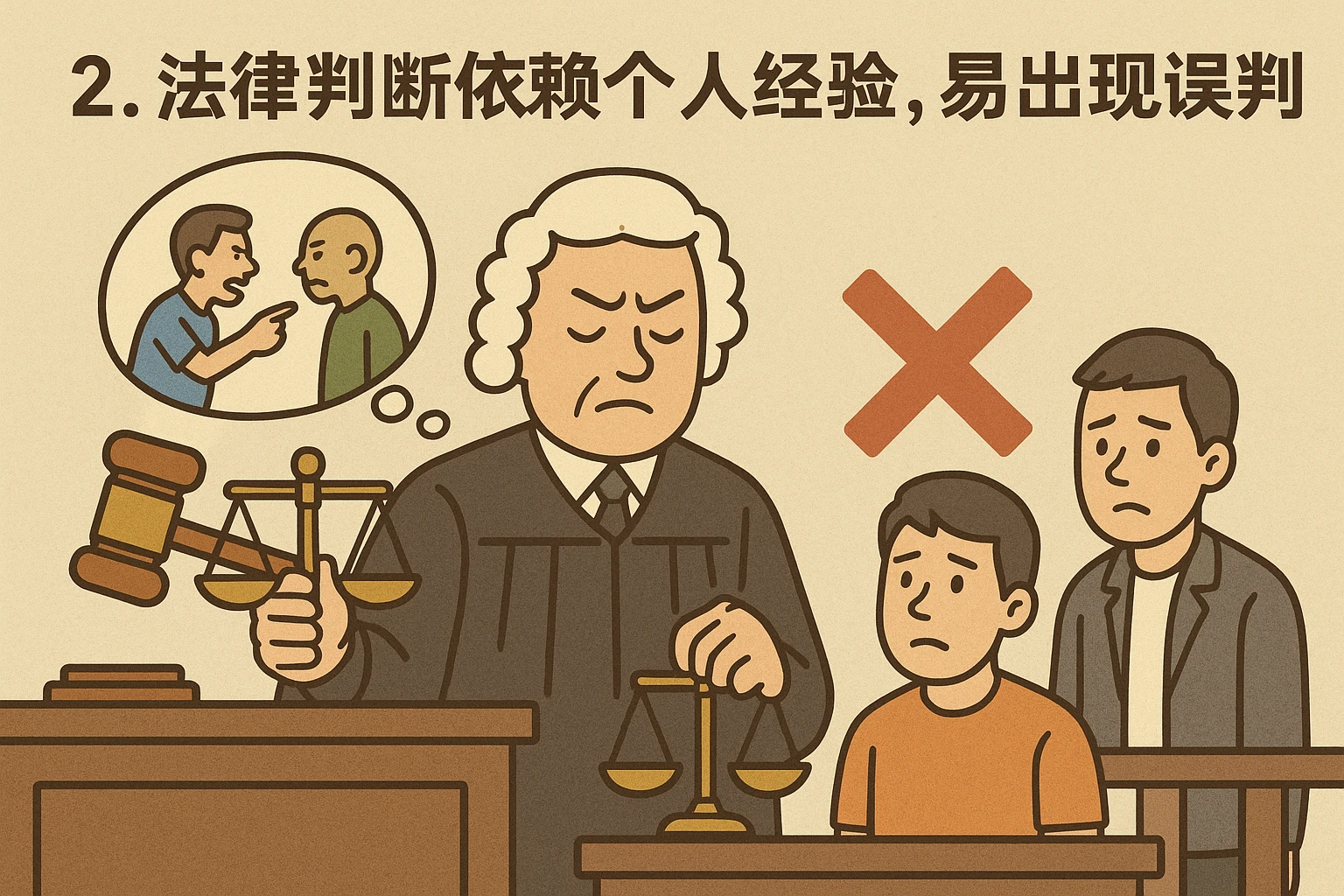 2. 法律判断依赖个人经验，易出现误判