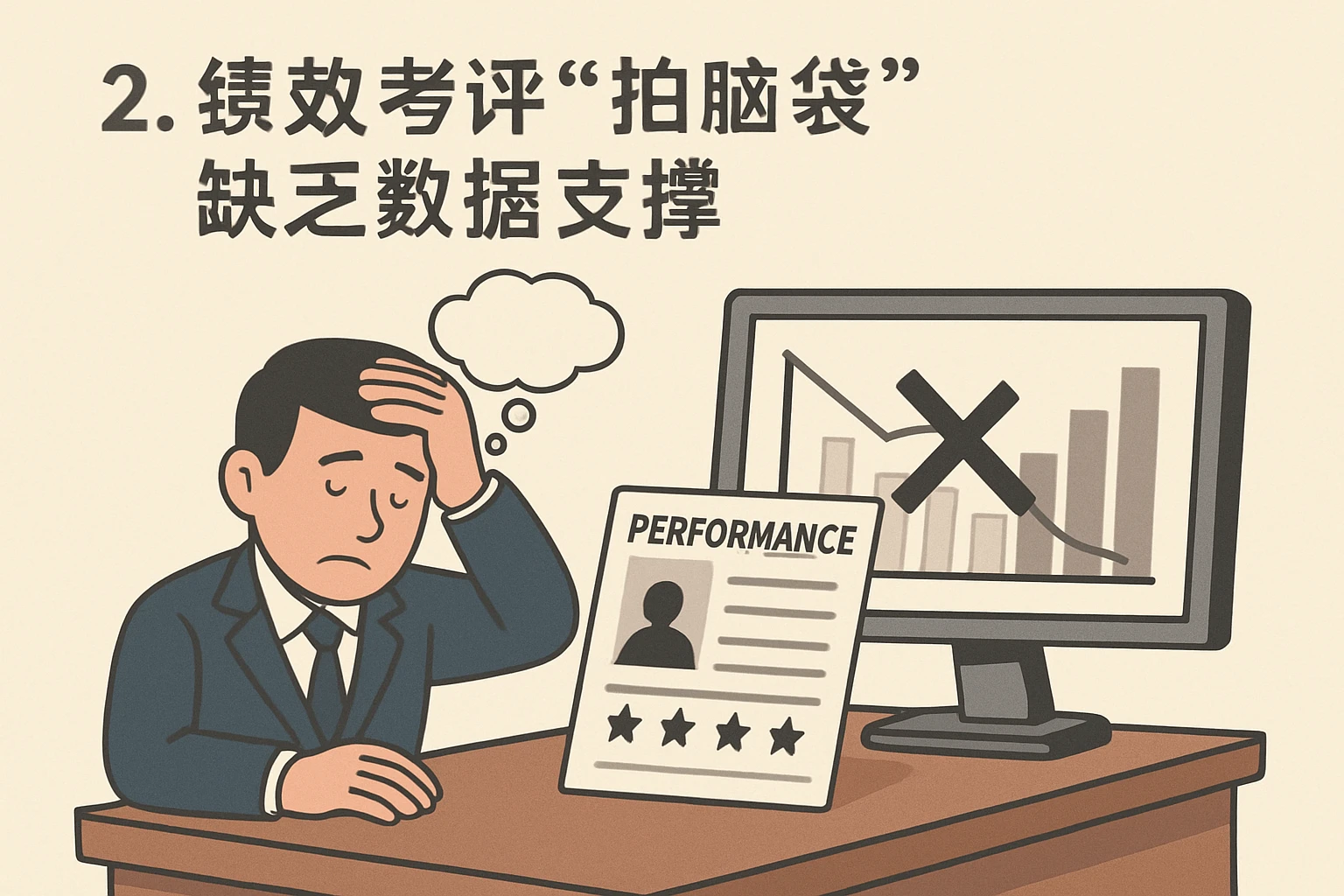 2. 绩效考评“拍脑袋”，缺乏数据支撑