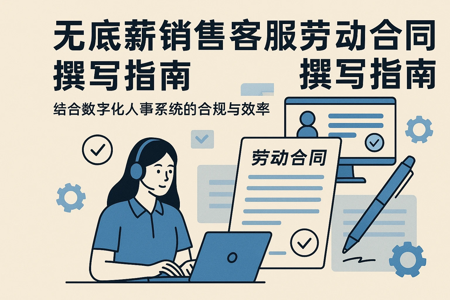 无底薪销售客服劳动合同撰写指南——结合数字化人事系统的合规与效率优化