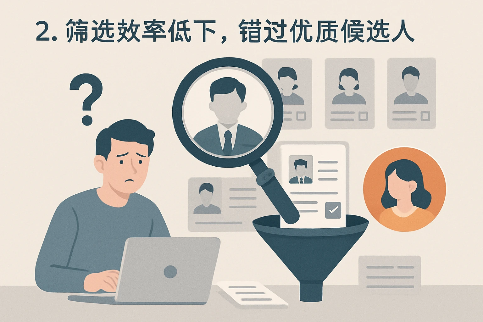 2. 筛选效率低下，错过优质候选人