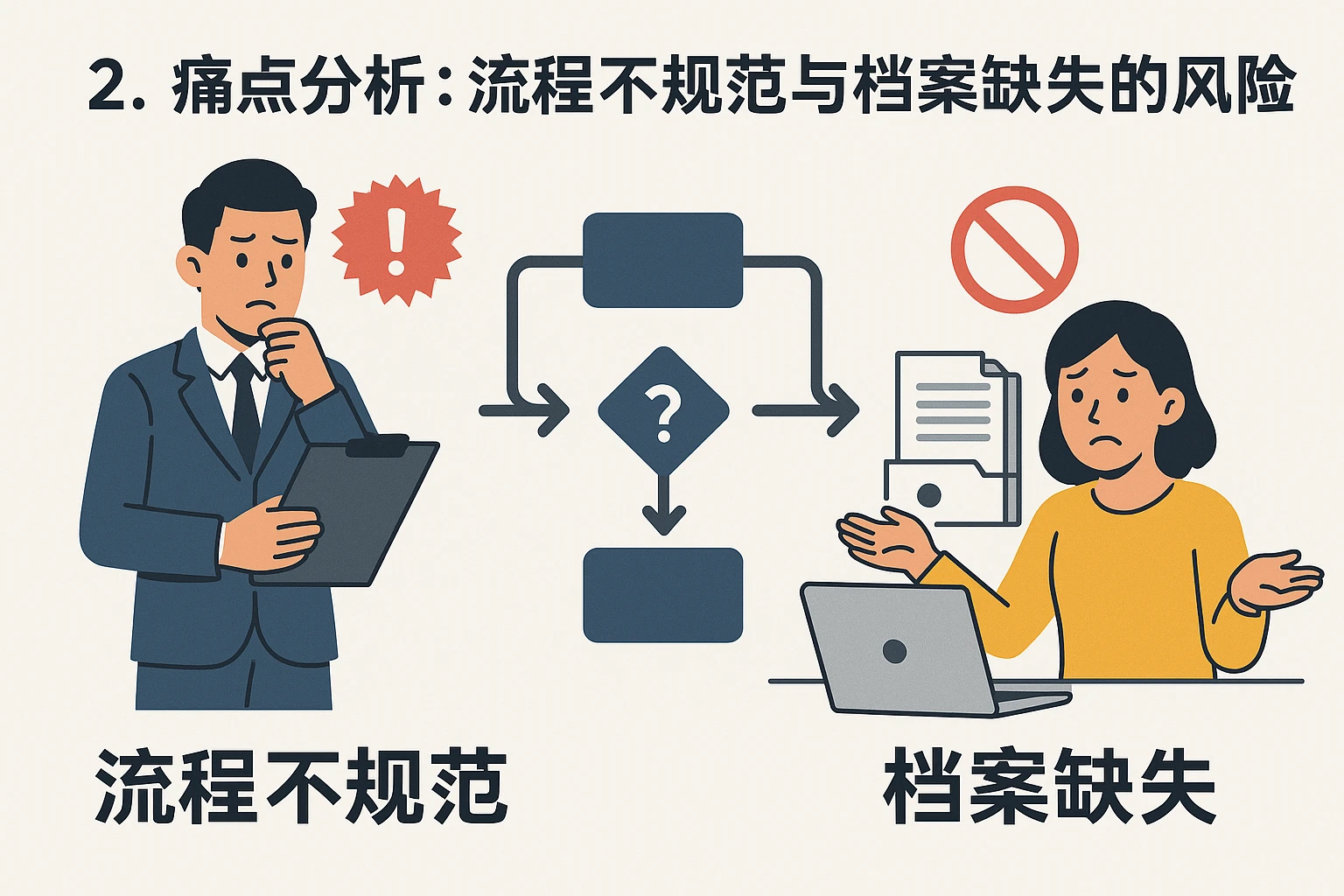 2. 痛点分析：流程不规范与档案缺失的风险