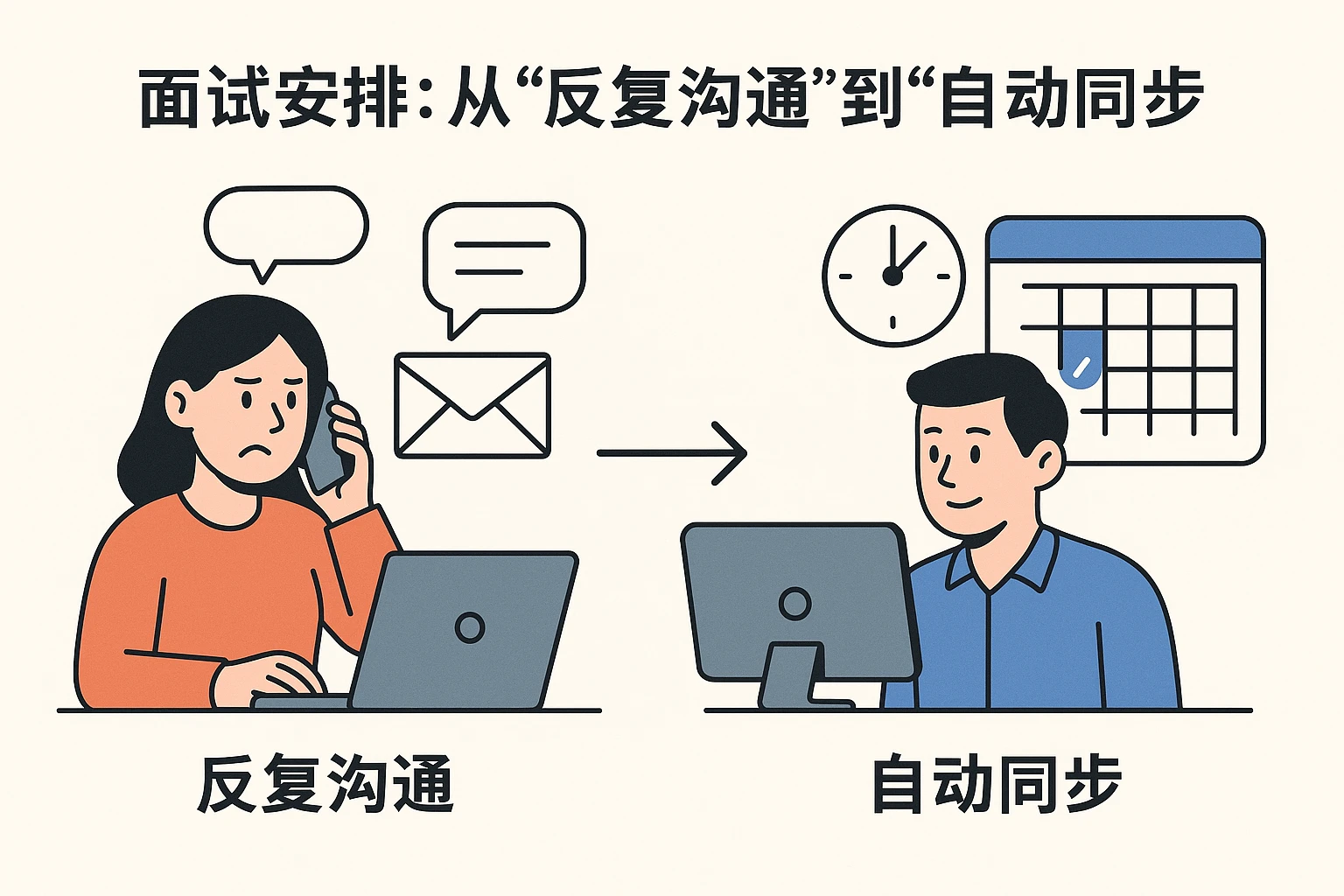 2. 面试安排：从“反复沟通”到“自动同步”