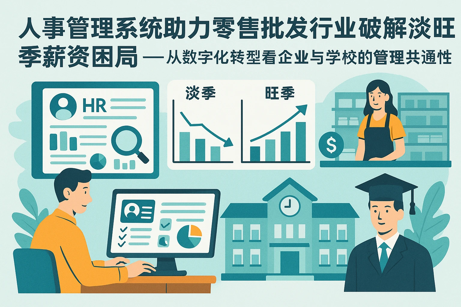 人事管理系统助力零售批发行业破解淡旺季薪资困局——从数字化转型看企业与学校的管理共通性