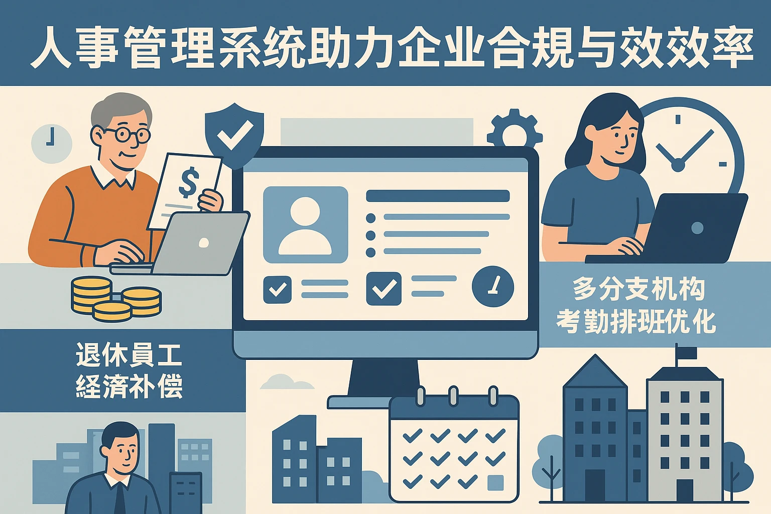 人事管理系统助力企业合规与效率：从退休员工经济补偿到多分支机构考勤排班优化