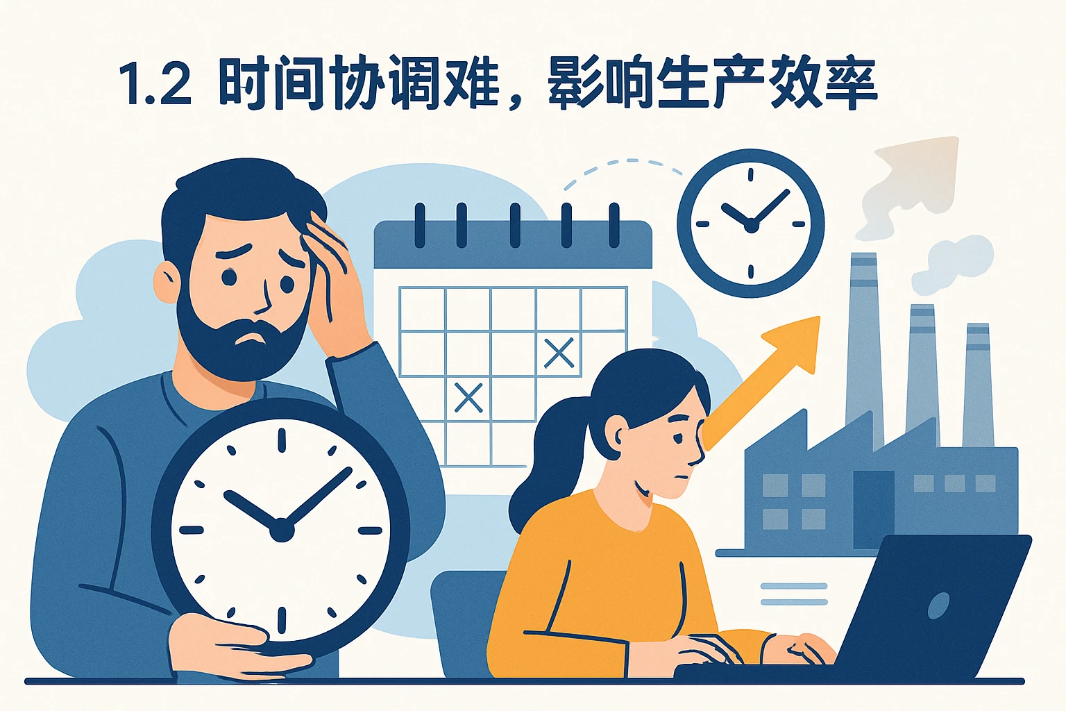 1.2 时间协调难，影响生产效率