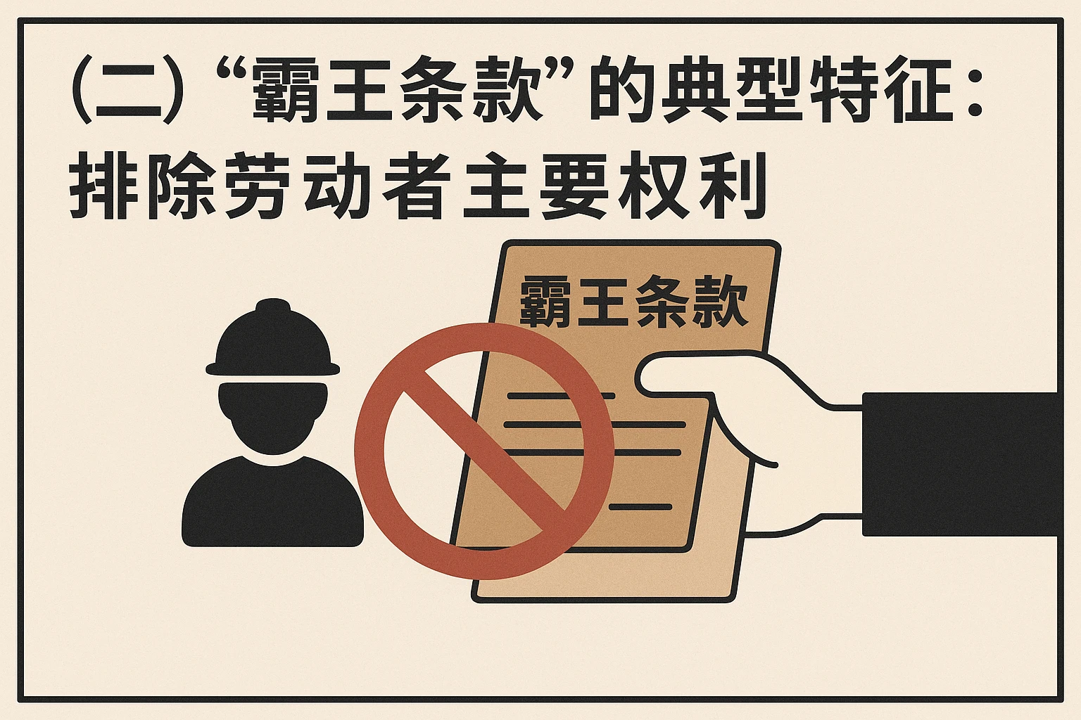 （二）“霸王条款”的典型特征：排除劳动者主要权利