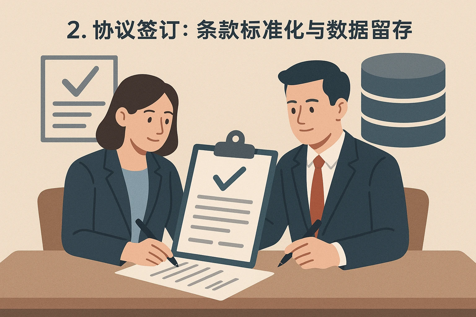 2. 协议签订：条款标准化与数据留存