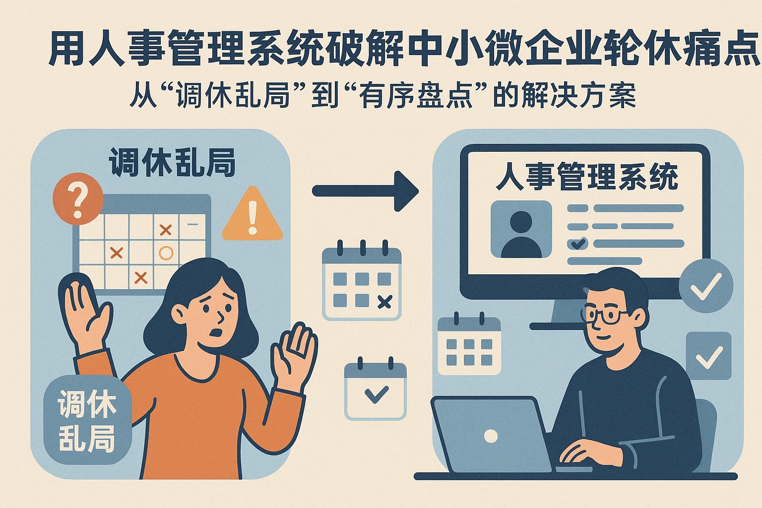 用人事管理系统破解中小微企业轮休痛点：从“调休乱局”到“有序盘点”的解决方案
