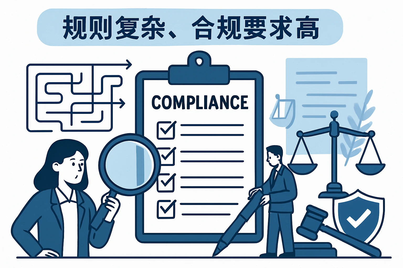 2. 规则复杂，合规要求高