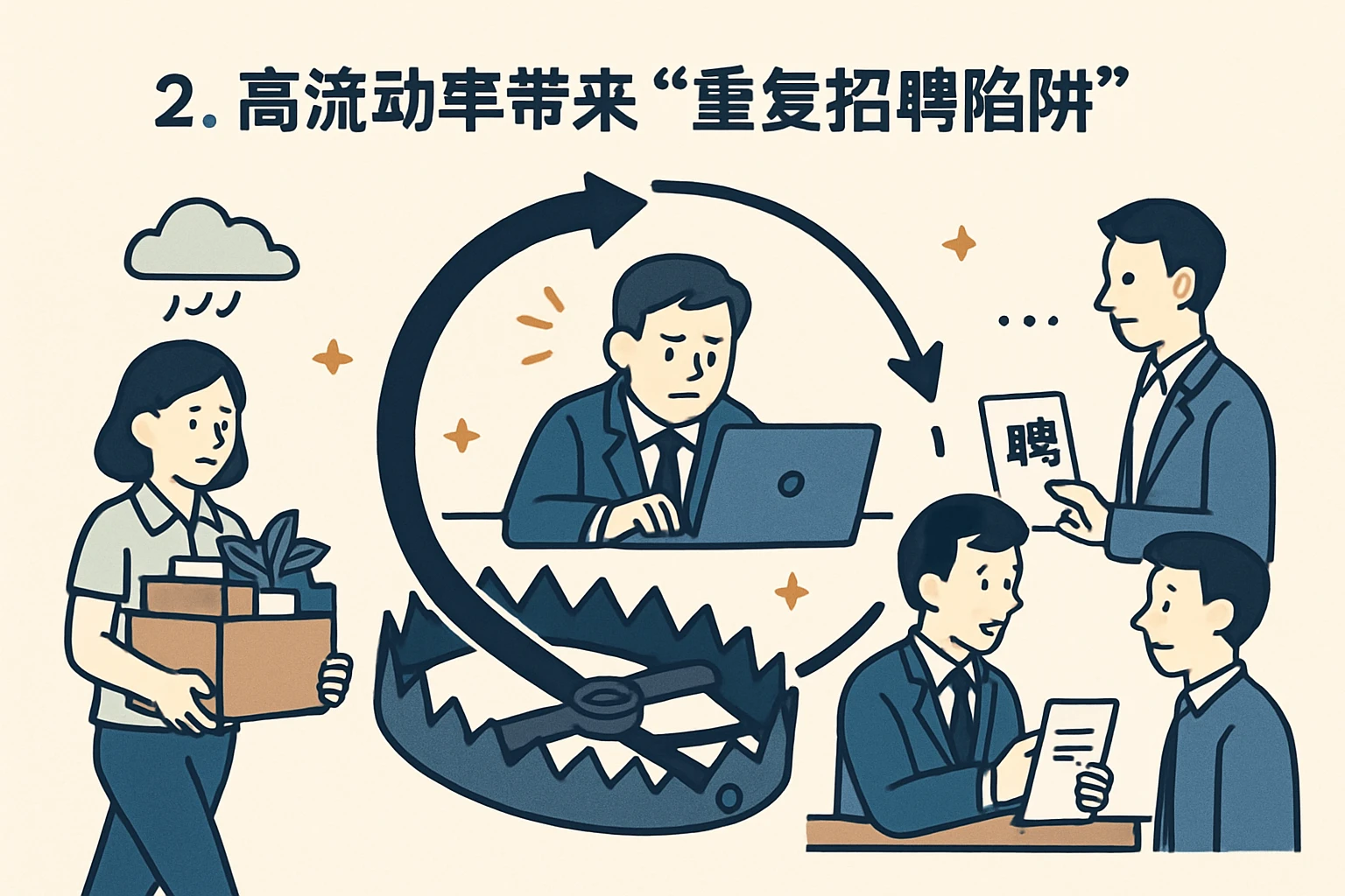 2. 高流动率带来“重复招聘陷阱”