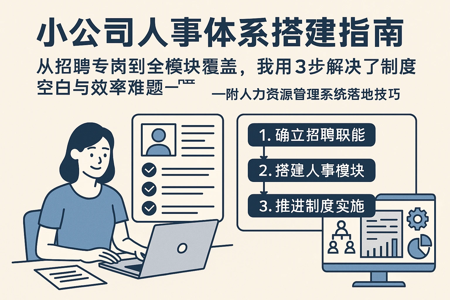 小公司人事体系搭建指南：从招聘专岗到全模块覆盖，我用3步解决了制度空白与效率难题——附人力资源管理系统落地技巧