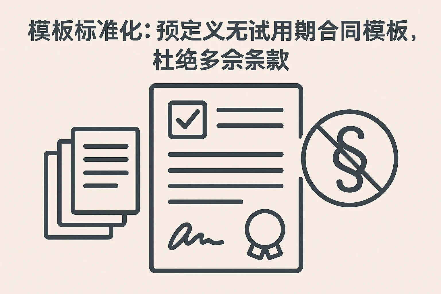 1. 模板标准化：预定义无试用期合同模板，杜绝多余条款