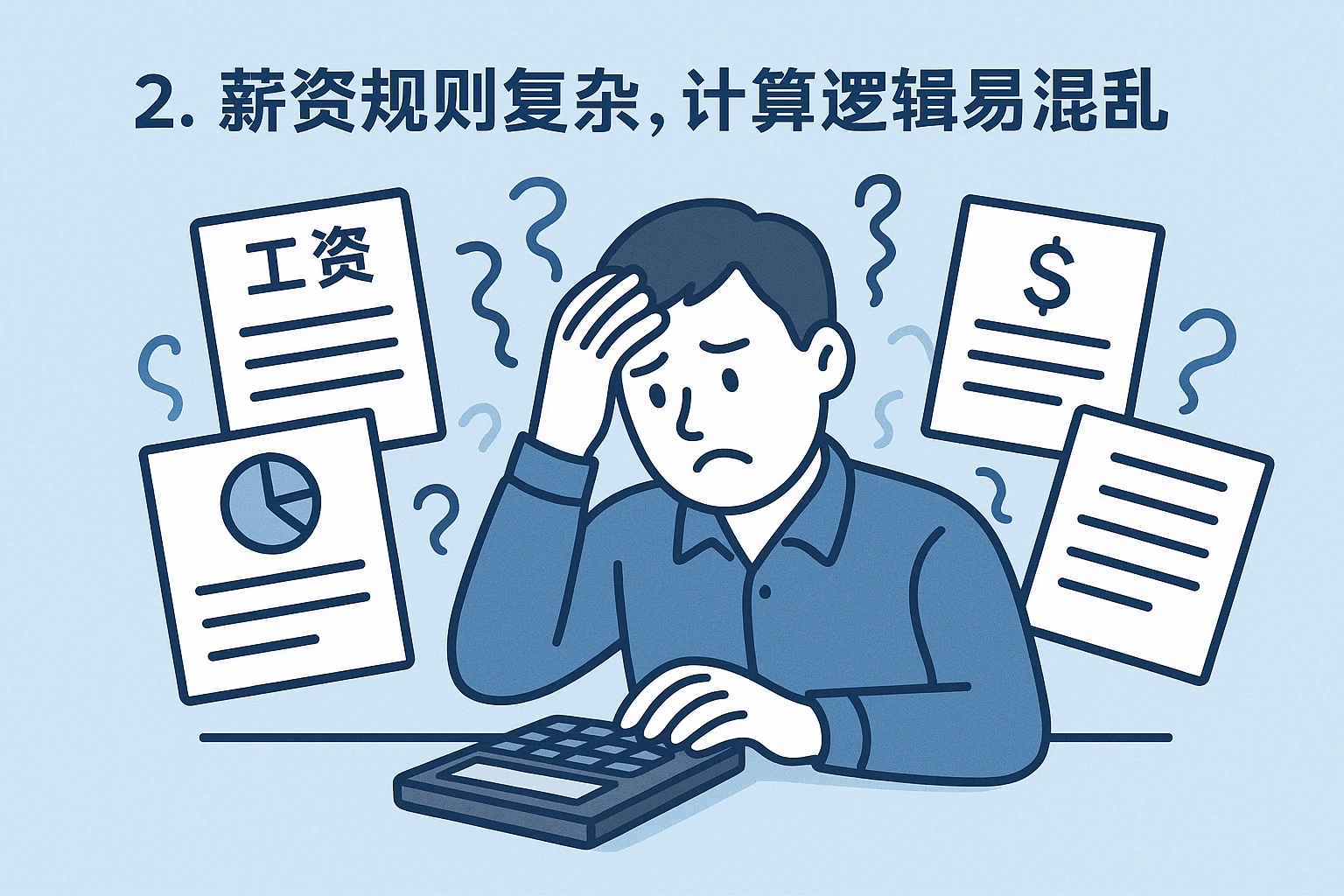 2. 薪资规则复杂，计算逻辑易混乱