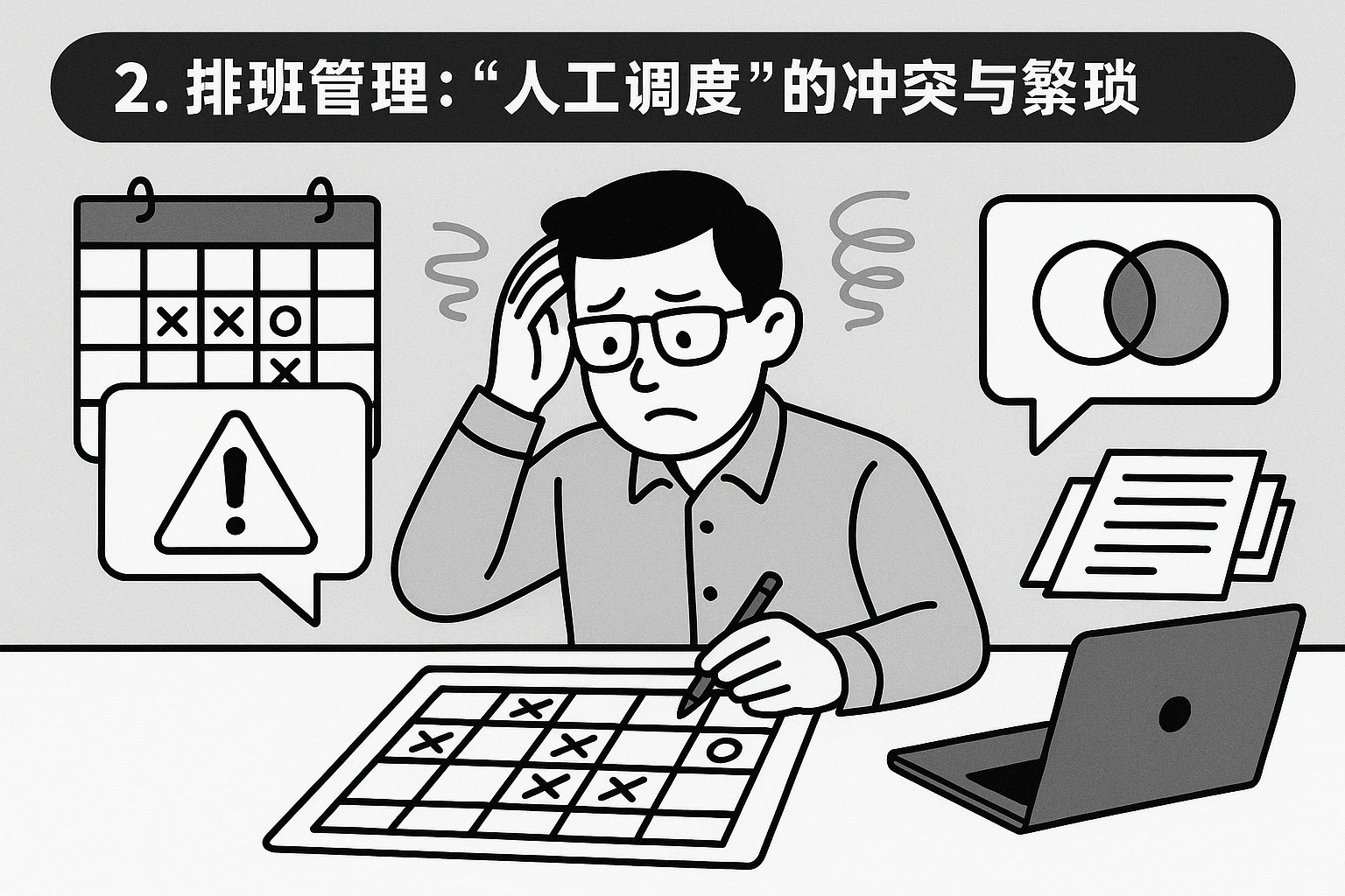2. 排班管理:“人工调度”的冲突与繁琐