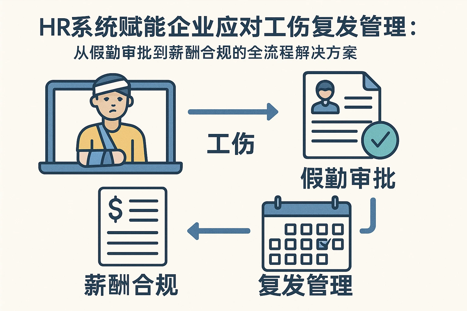 HR系统赋能企业应对工伤复发管理：从假勤审批到薪酬合规的全流程解决方案