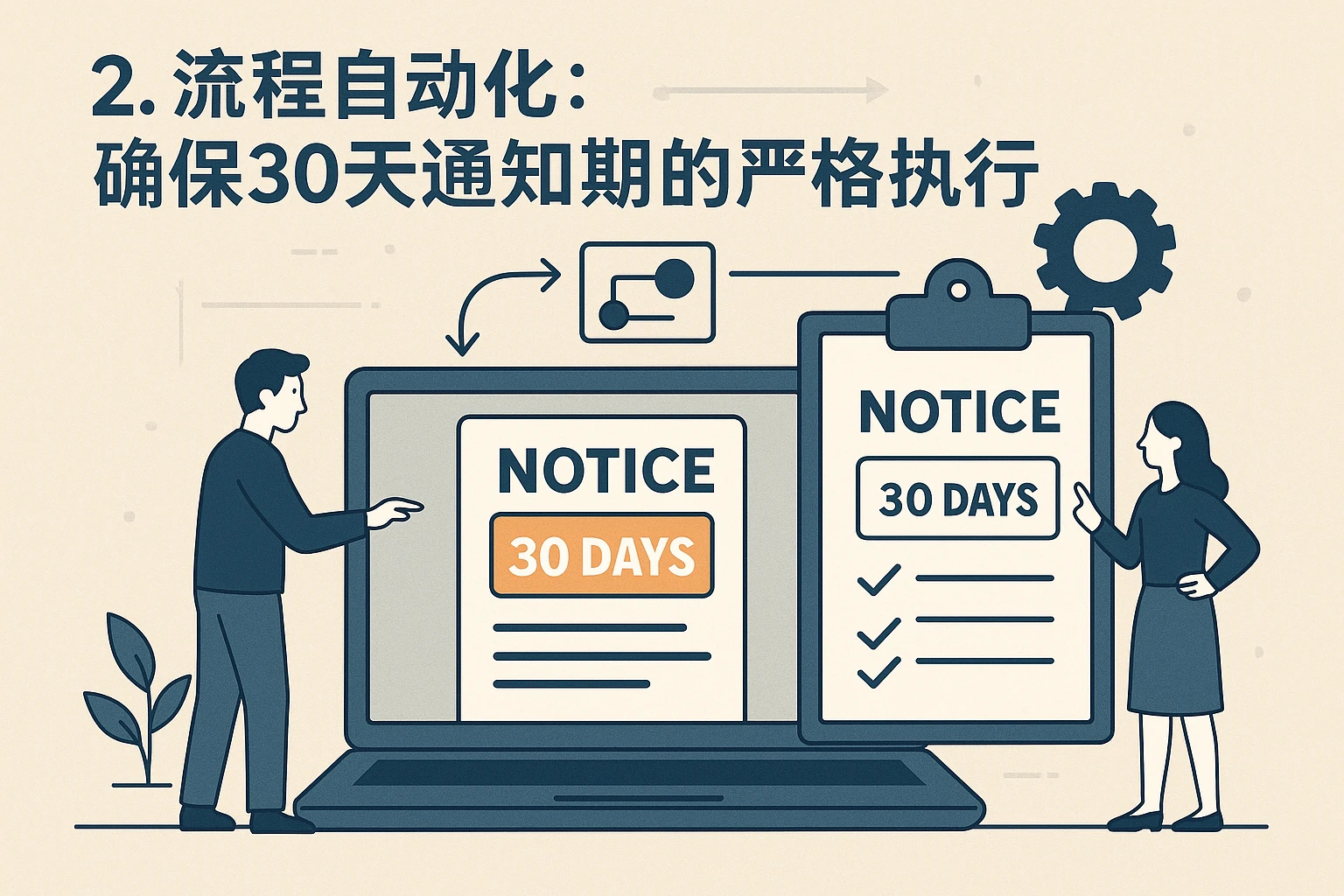 2. 流程自动化：确保30天通知期的严格执行