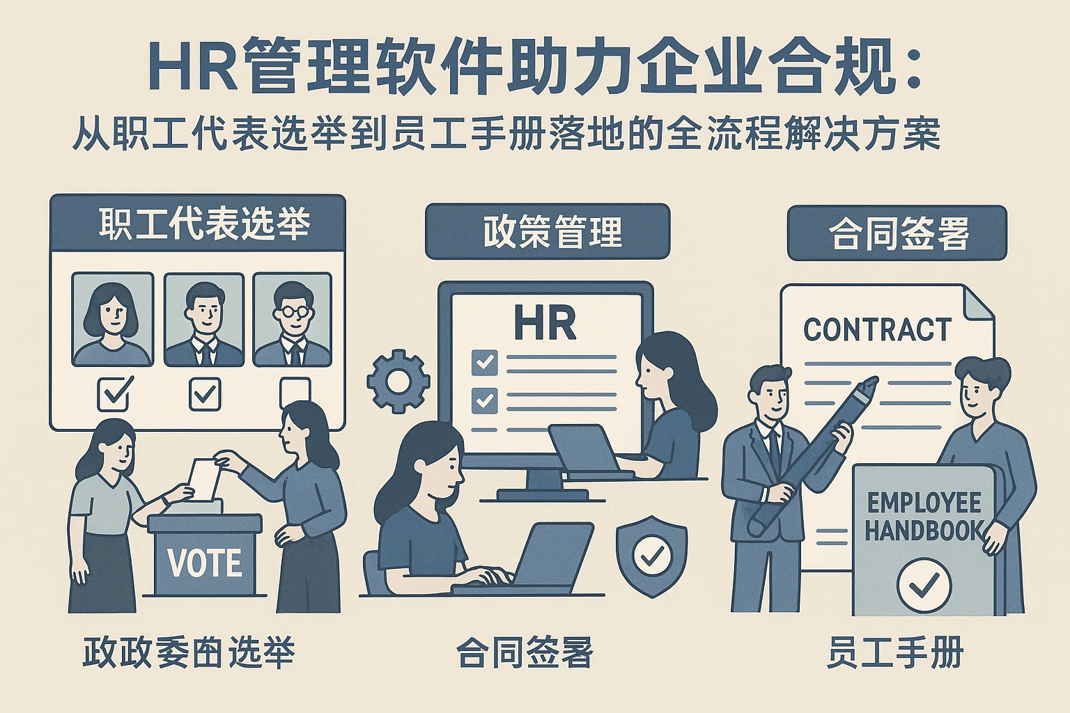 HR管理软件助力企业合规：从职工代表选举到员工手册落地的全流程解决方案