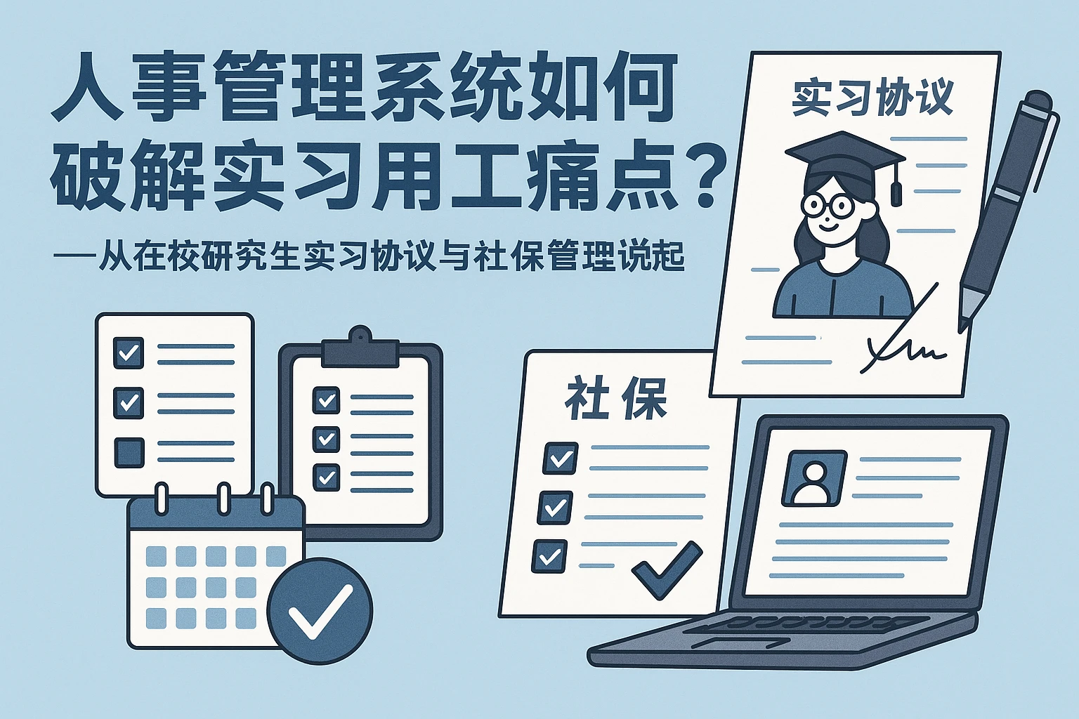 人事管理系统如何破解实习用工痛点？——从在校研究生实习协议与社保管理说起