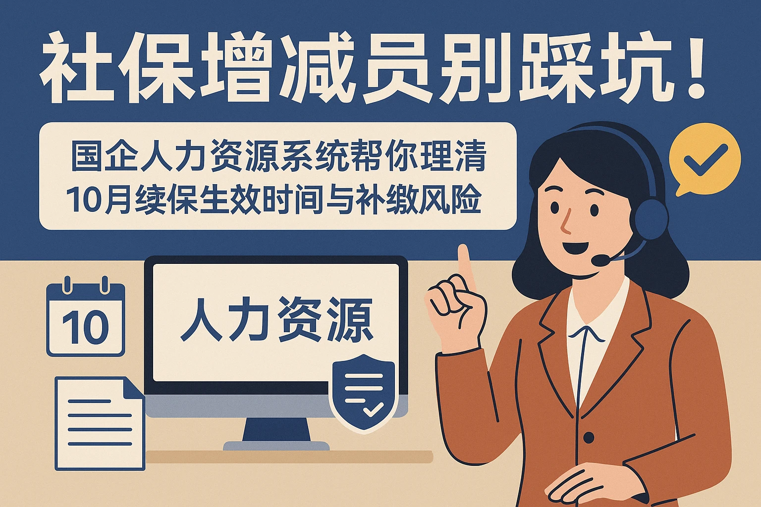 社保增减员别踩坑！国企人力资源系统帮你理清10月续保生效时间与补缴风险
