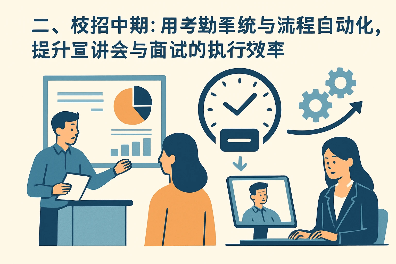 二、校招中期：用考勤系统与流程自动化，提升宣讲会与面试的执行效率