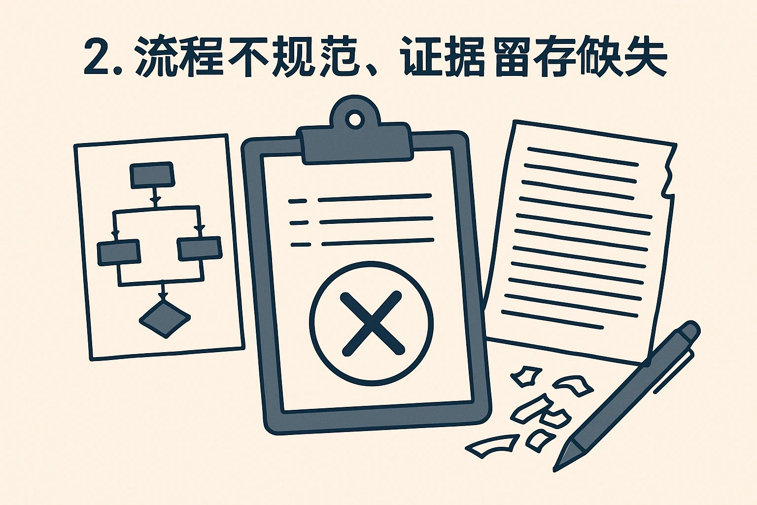 2. 流程不规范，证据留存缺失