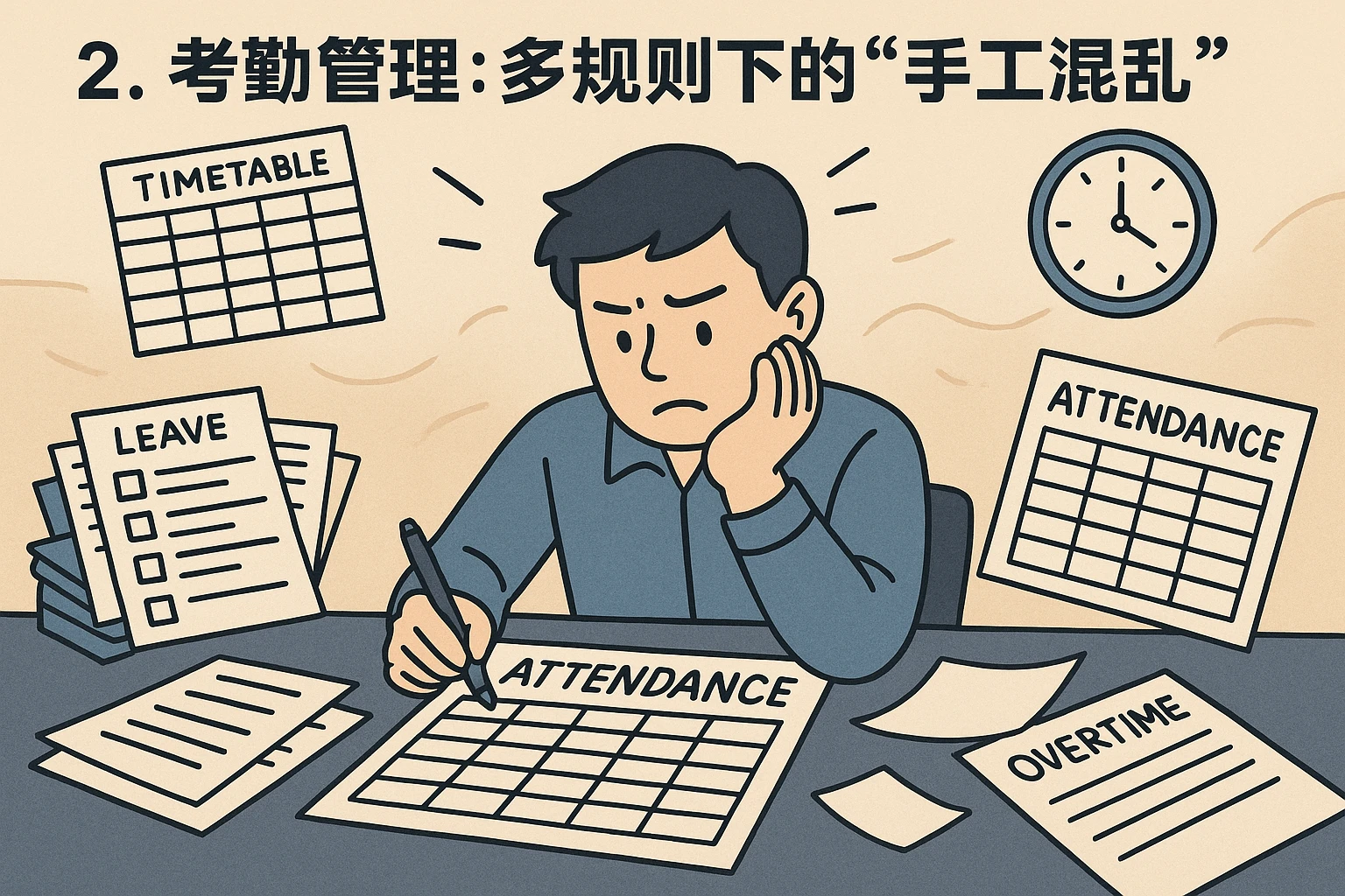 2. 考勤管理：多规则下的“手工混乱”