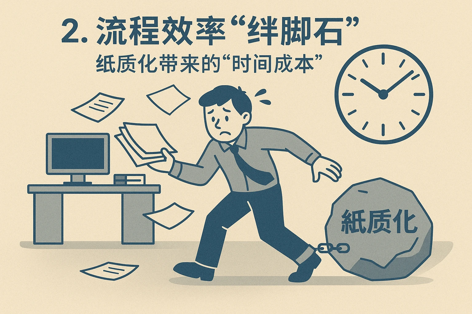 2. 流程效率“绊脚石”：纸质化带来的“时间成本”