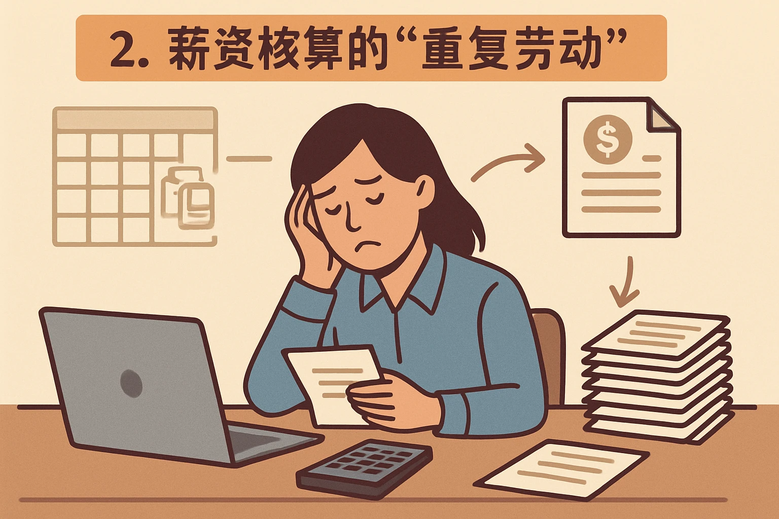 2. 薪资核算的“重复劳动”