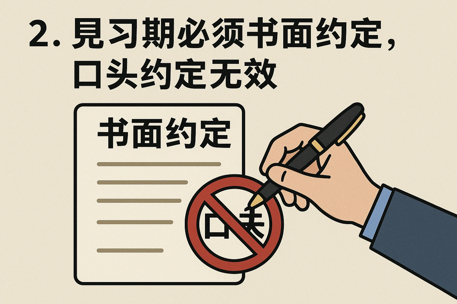 2. 见习期必须书面约定，口头约定无效