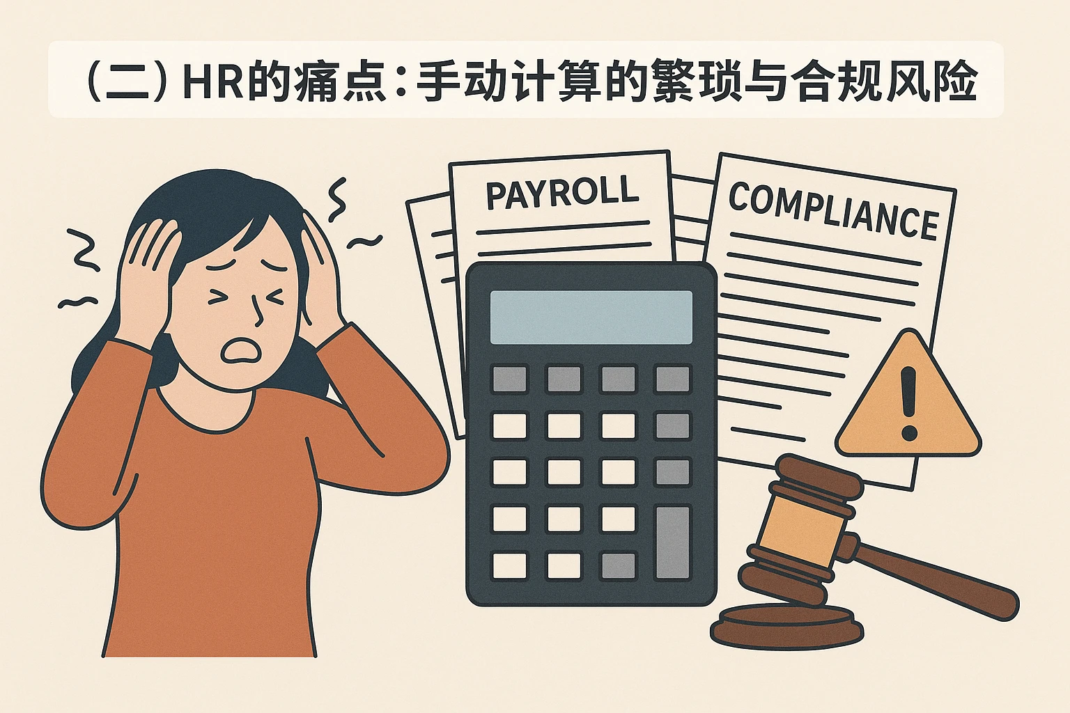 （二）HR的痛点：手动计算的繁琐与合规风险