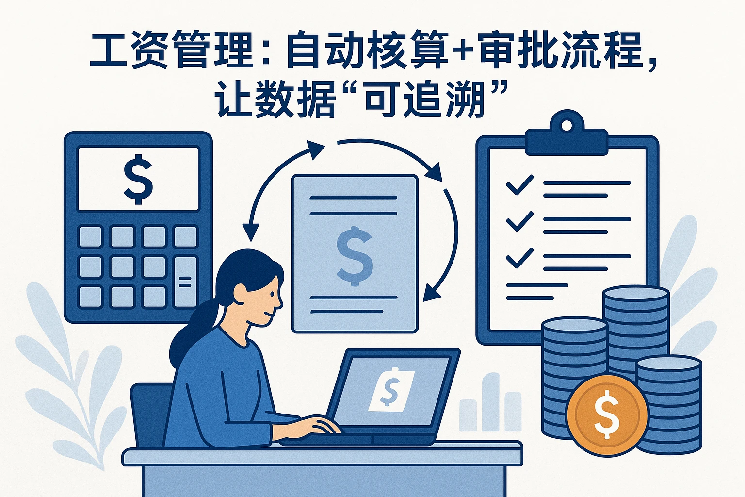 2. 工资管理：自动核算+审批流程，让数据“可追溯”